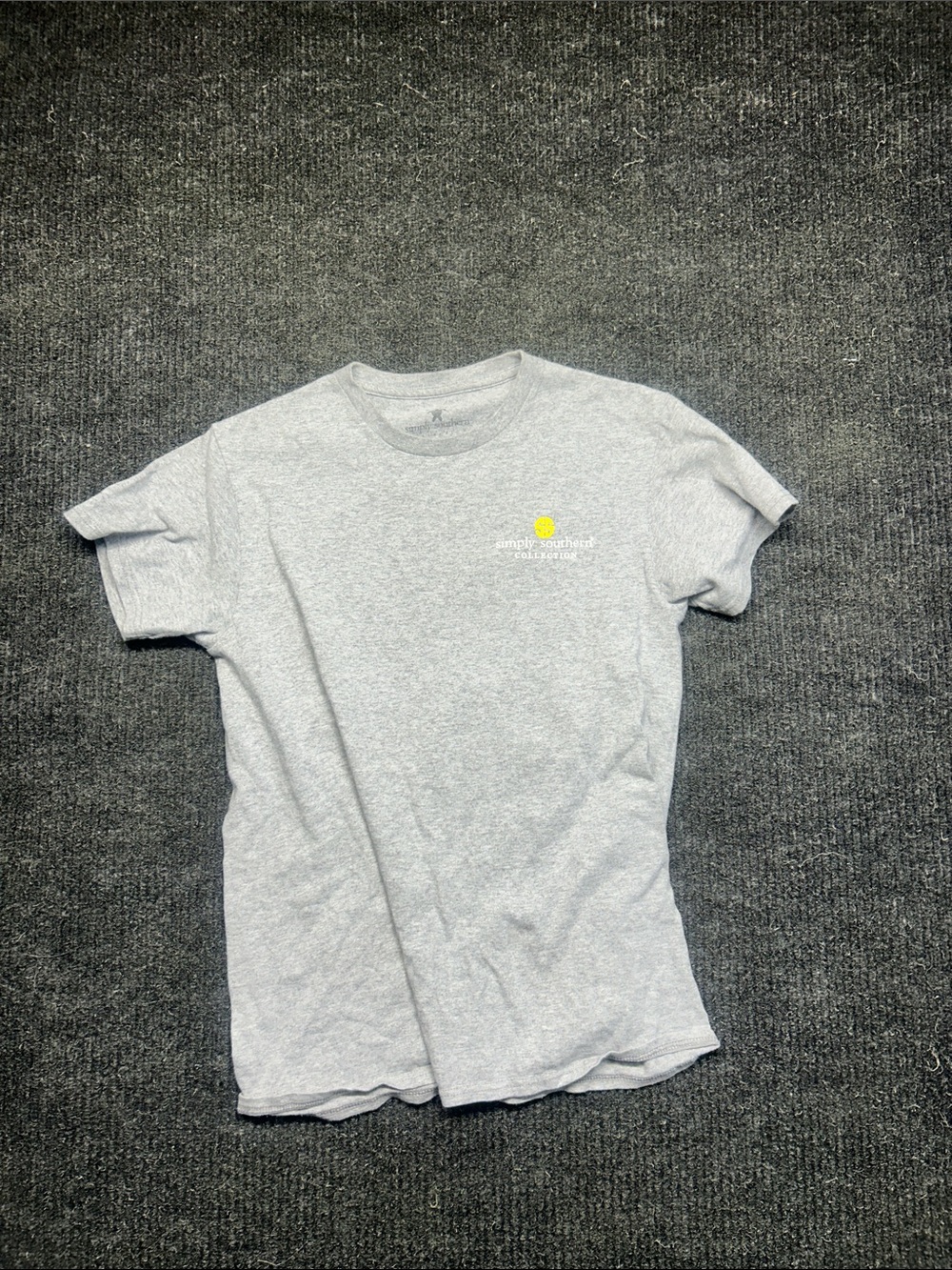 Simply Southern Light Gray Short Sleeve Tee with Yellow Chest Logo